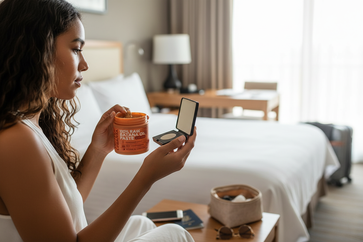 Batana Oil While Traveling - Clear Label